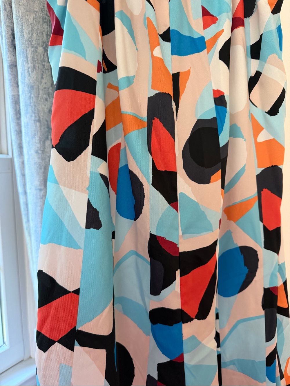 Abstract Print Spaghetti Strap Maxi Dress - Blue, Black, Red, Orange - Picture 6 of 6